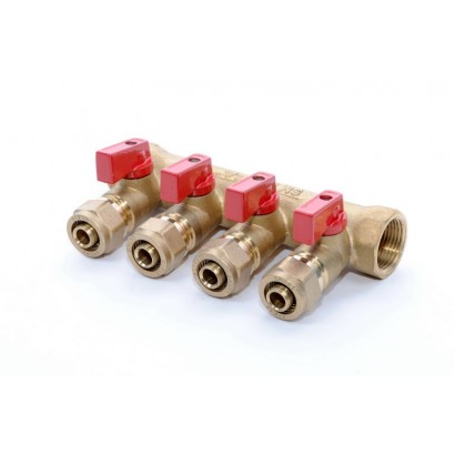 Коллектор м/п 3/4" х 16 х 4 выходами (красный) WM
