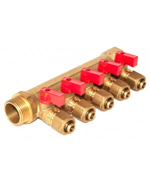 Коллектор м/п 3/4" х 16 х 5 вых.(красный) // WM